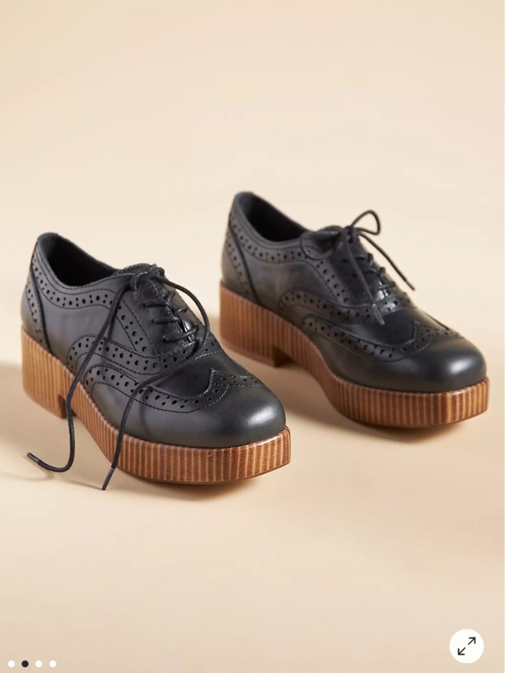 Kelsi Dagger Brooklyn Women's Black Leather Platform Brogue Oxfords